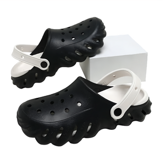 時尚個性EVA兩用洞洞鞋, EVA鞋面/鞋底, 多種顏色可選, 黑色, 36~37號