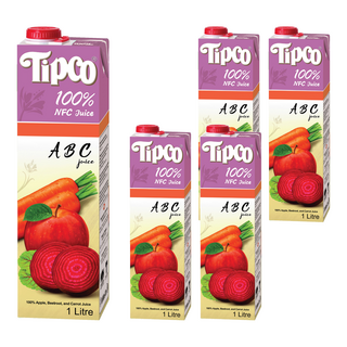 Tipco 100%ABC綜合果蔬汁, 5瓶, 1L, 天然健康無添加，補充每日所需營養