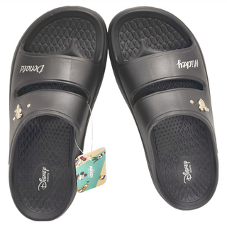 BORUI 柏睿鞋業 大人款 迪士尼運動風防水拖鞋 造型休閒拖鞋, 米奇唐老鴨 黑色, 39