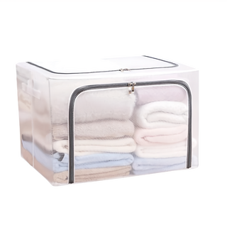 PVC 防潮棉被衣服收納箱, 66L/ 80L/ 110L 大容量, 透明, 1個