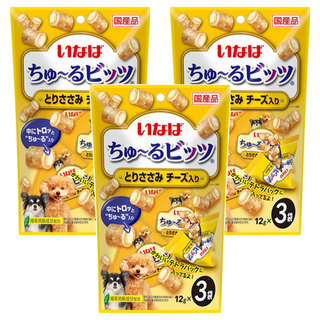 INABA 汪啾嚕肉泥雞肉夾心捲, 雞肉+起司, 36g, 3袋