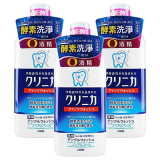 LION 獅王 固齒佳 酵素漱口水, 添加木糖醇, 清新薄荷口味，無酒精配方，預防蛀牙, 450ml, 3瓶