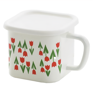 ADERIA 昭和復古 琺瑯方形鍋, 12cm, 鬱金香, 1個