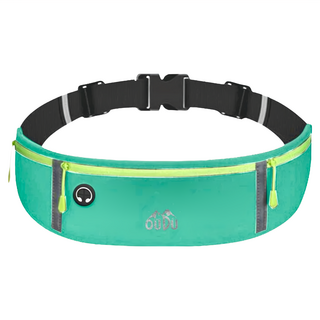 OUDU 多功能運動跑步夜光安全腰包, 43 x 10cm, 藍綠色, 1個