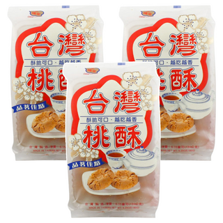 逢國食品 台灣桃酥, 180g, 酥脆可口, 越吃越香, 3包