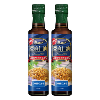 義美生機 亞麻仁油 非化學溶劑萃取 Omega-3, 250ml, 2瓶