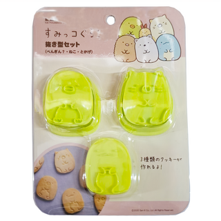 KAI 貝印 角落生物餅乾模3件組 企鵝 + 貓咪 + 蜥蜴 DN-0500, 綠色, 1組