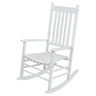 猛男傢俱 桃花心木實木搖椅 寬大扶手設計 適用於庭院、陽台 享受舒適搖曳, 白色, 1個