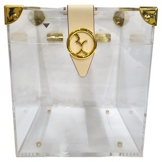 bencross 本心本來 正方形桌面收納盒 透明米色 19*19*21cm, 1個