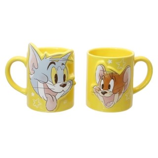 sun art TOM & JERRY 馬克對杯 陶瓷材質 300ML x 2 可愛卡通造型, 黃色, 1組