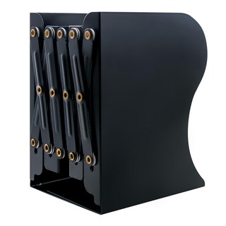 E.dot 極簡伸縮書架 節省空間 金屬材質 穩固耐用 承重力強 安全置物, 黑色, 10~42 x 14.5 x 19cm