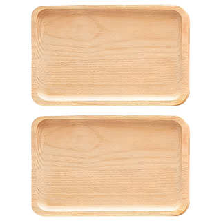 小麥購物 日式原木托盤 方形 G180 233g, 原木色, 2個