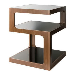 HomeMax 520方型玻璃邊桌 強化玻璃纖維木板, X01-001BR 深棕色