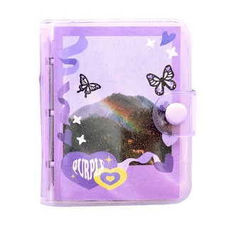 Secondmention 3孔扣式活頁手帳本, 紫色Butterfly款, 1本