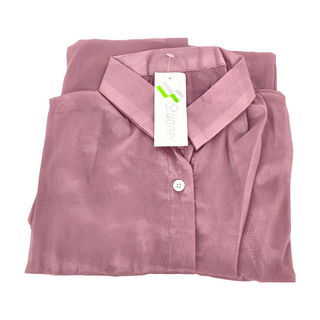 Stuoner 珠光棉透膚感襯衫, 20%棉+80%聚酯纖維, 肩寬60cm 胸寬59cm(胸圍需X2) 袖長40cm 全長69cm, 玫紅