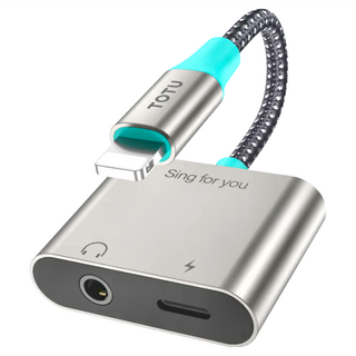 TOTU 拓途 Lightning轉接頭轉接線音頻轉接器, 3.5mm耳機孔, 聽歌/充電, 12W Max 快充, 12.8cm, 星光色, 1個