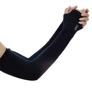 紫外線對策接觸冷感速降5度C防曬涼爽成人指孔袖套 日本原裝, 黑色, 1雙