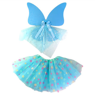 摩達客 COSPLAY派對變裝扮 兒童藍朵仙子二件組 (翅膀/藍色裙), 1組