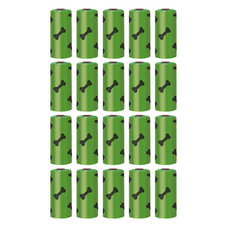 毛皇上 寵物撿便袋 加厚款, 1組, 20捲, 綠色