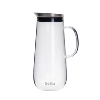 Seita Floria系列 玻璃冷水壺 耐熱玻璃 不鏽鋼 PP塑膠 矽膠 耐熱100°C, 透明, 1.2L, 1個