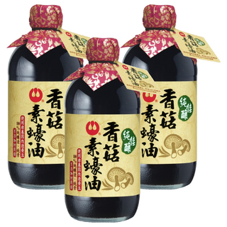萬家香 純佳釀香菇素蠔油，100%純釀造，非基因改造黃豆, 510g, 3瓶