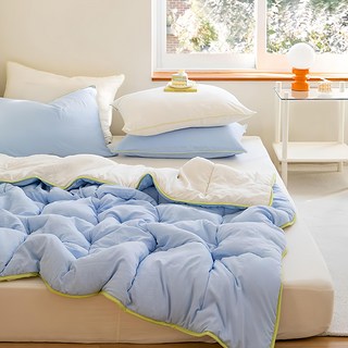 shez Home 柔軟起司水洗雙面薄被, 奶油蘇打水