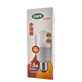 KAO'S 高氏 小海豚7.5W燈泡 3000K 黃光 105 lm/w E27燈座, 3個