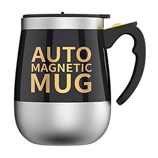 304不鏽鋼磁化攪拌杯 450ml 一鍵啟動 鋼琴黑 咖啡杯, 1個