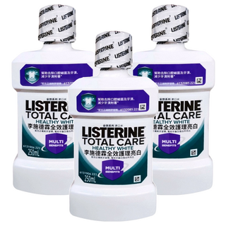 LISTERINE 李施德霖 全效護理亮白漱口水 250ml, 有效去除牙漬, 減少牙漬形成, 含氟化物, 強化牙齒健康, 3瓶
