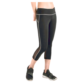 LEADER X 女性專用 S-Fit運動壓縮七分緊身褲, 抗UV功能, 涼感面料, 黑線