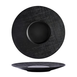 WANDU 瓦讀 黑織陶瓷西餐盤 10.5吋 黑色, 1個