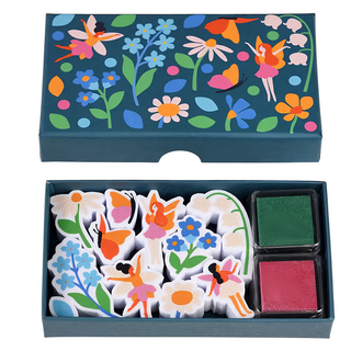 Rex LONDON 精靈仙女蝴蝶印章 + 印泥組, 1組, 綠色 + 粉色