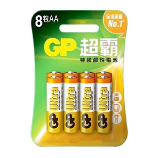 GP Batteries 超霸 Ultra 鹼性電池 AAA 4號 贈修正帶 1個, 8個裝, 1組