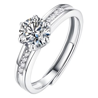 CF Diamond 女戒 莫桑鑽 韻味, D色 FL淨度 3EX切工, 國際標準S925純銀戒台, 比利時8H8A切工, 終身保固, 1克拉, A0112