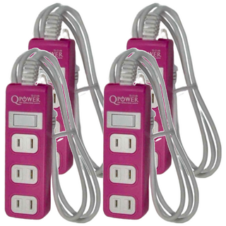 Tyson 太順電業 QPOWER 2孔1開4插延長線插座 TS-214B 過載保護, 1.8m, 洋紅色, 4條