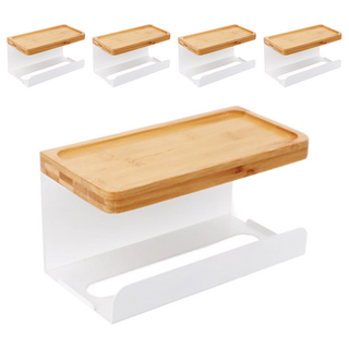 壁掛衛生紙架 楠竹木架 順暢抽紙 防水防潮 承重力強 , 優雅白, 1個