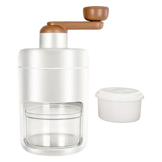 FANCY LIFE 手搖刨冰機, 儲冰盒 + 模具, 刨冰機 + 儲冰盒 + 模具, 白色 + 棕色, 1個