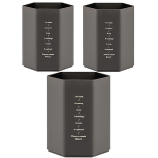 葉子小舖 桌面旋轉收納筒 六角簡約單格款, 鐵灰色, 3個