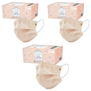 MITENXIN 天心生醫 三麗鷗 情境鋼印口罩 17.5 x 9.5cm, 美樂蒂玫瑰金, 30個裝, 3盒