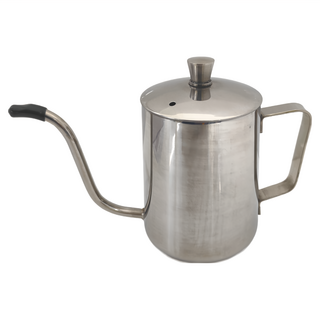 卡特屋 不鏽鋼咖啡手沖壺 銀色 600ml 有蓋 304不鏽鋼, 1瓶