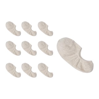 Sockpiens 女款素色加固隱形襪10雙入 燕麥色 - 親膚透氣 簡約百搭, S