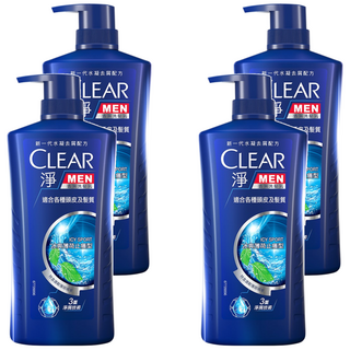 CLEAR 淨 男士冰爽薄荷止癢去屑洗髮乳 適合各種頭皮及髮質, 750g, 4瓶