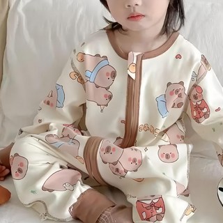 愛北鼻 無痕長袖防踢被,米卡皮巴拉,100碼,1入