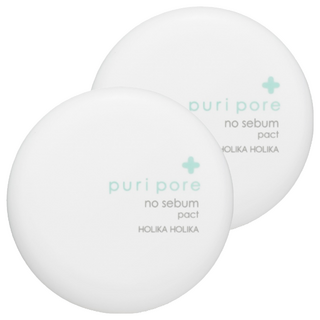HOLIKA HOLIKA Puri Pore 美肌模式持妝控油蜜粉餅, 隱形毛孔, 像棉花依樣乾爽柔順, 無添加滑石粉的礦物質蜜粉, 2個, #8806334369071