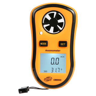 BENETECH 風速計/風速儀 GM8908 附電池，輕巧便攜，多單位選擇，LCD背光顯示, 1台