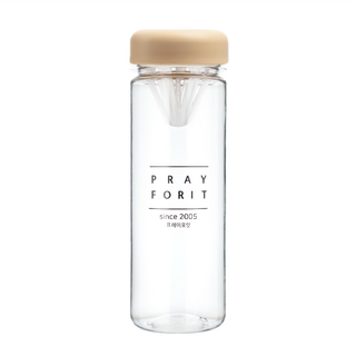 Pray For It Tritan 搖搖杯 改質PCT、PP塑膠材質 耐熱70℃, 透明色 + 淺卡其色, 500ml, 1個