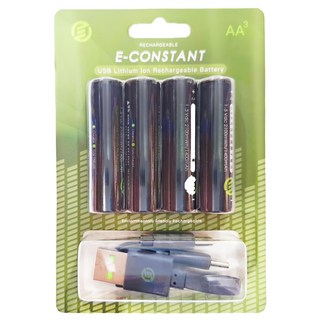 E-CONSTANT 恆旭 USB可充式鋰離子電池組 AA 3號電池 Type-C便攜充電 高循環次數 無記憶效應, 4顆, 1組