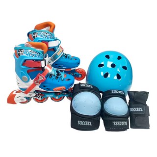 SUCCESS 成功 含頭盔 藍色 兒童青少年直排輪安全套裝, 1組