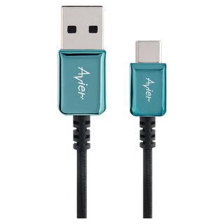 Avier CLASSIC USB A-USB C 高速充電傳輸線 30cm 滌綸編織線身, 藍色, 1個