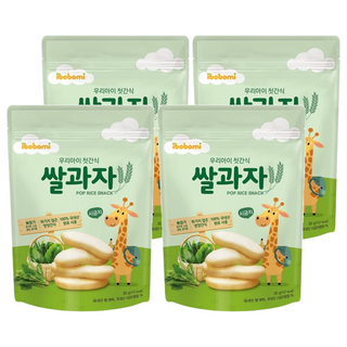 ibobomi 嬰兒米餅, 入口即化, 無添加人工成份, 非油炸製程, 韓國國產原料, 易抓取長條造型, 菠菜味, 30g, 4包
